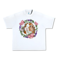 White Bunny Face With Floral Wreath Urban Heavy Tee - RanaPortraitStore