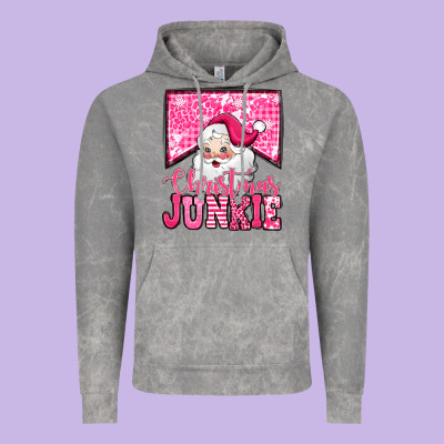 Pink Christmas Junkie Santa Claus Vintage Hoodie Designed By Jasminsmagicworld