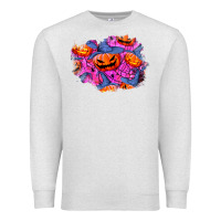 Oatmeal Heather halloween pumpkin patch  4 Premium Sweatshirt - BundleAndBundleShop