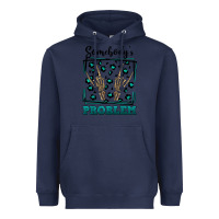 Navy Somebody's Problem Hand Skeleton Heavyweight Hoodie - FaDigitalArtStudio