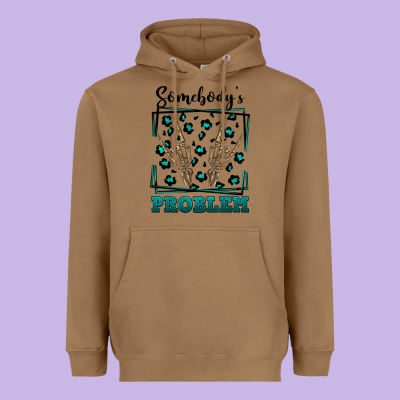 Somebody's Problem Hand Skeleton Heavyweight Hoodie Designed By Fadigitalartstudio