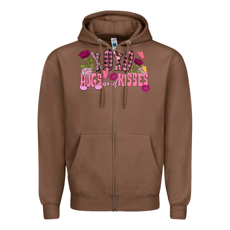 Xoxo Hugs And Kisses Valentine's Day Zipper Hoodie by FaDigitalArtStudio | Teevron