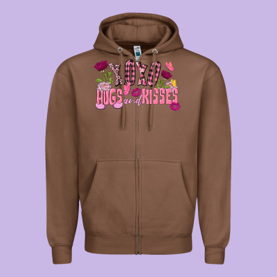 Xoxo Hugs And Kisses Valentine's Day Zipper Hoodie Designed By Fadigitalartstudio