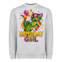 Heather Grey 1st birthday girl t rex pink Heavyweight Sweatshirt - CowGirlArtShop