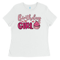 White birthday girl cupcake Ladies Tee - MaliasSmallBusiness