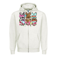 Oatmeal Heather Western Easter peeps Zipper Hoodie - OliviaCreatesArt