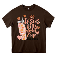 Chocolate Brown valentine jesus fills my cup Heavy Core Tee - MaliasSmallBusiness