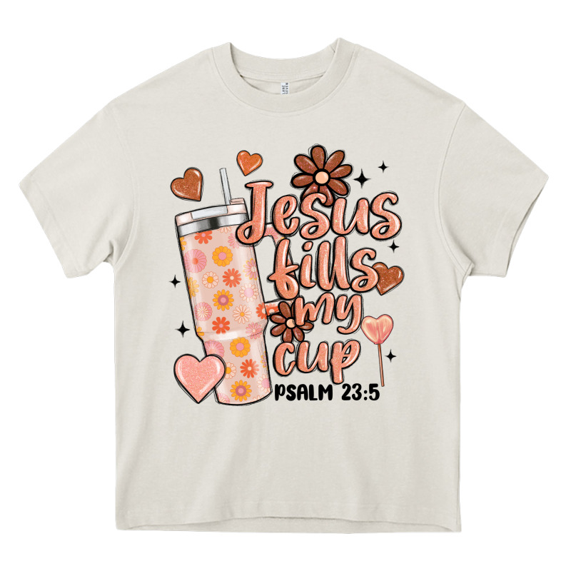 Valentine Jesus Fills My Cup Heavy Core Tee by MaliasSmallBusiness | Teevron