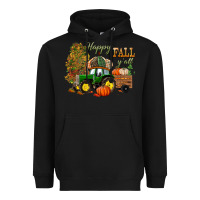 Black Happy Fall Y'all Heavyweight Hoodie - BundleAndBundleShop
