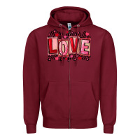 Burgundy Valentine's Day love Zipper Hoodie - FaDigitalArtStudio