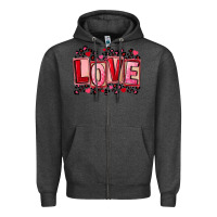 Charcoal Heather Valentine's Day love Zipper Hoodie - FaDigitalArtStudio