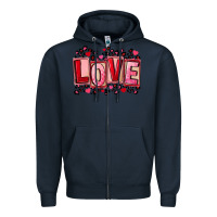 Navy Valentine's Day love Zipper Hoodie - FaDigitalArtStudio