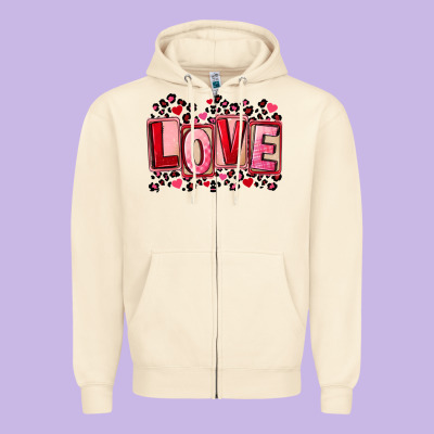 Valentine's Day Love Zipper Hoodie Designed By Fadigitalartstudio