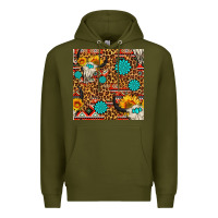 Army Green western aztec bull skull seamless pattern Premium Hoodie - FaDigitalArtStudio