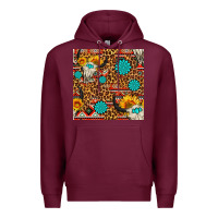 Burgundy western aztec bull skull seamless pattern Premium Hoodie - FaDigitalArtStudio
