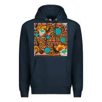 Navy western aztec bull skull seamless pattern Premium Hoodie - FaDigitalArtStudio