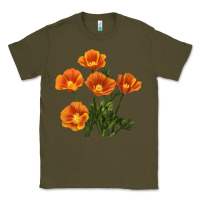 Army Green California Poppy Flower Classic Tee - RanaPortraitStore
