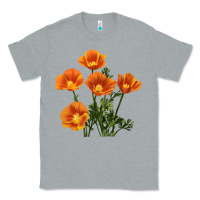 Heather Grey California Poppy Flower Classic Tee - RanaPortraitStore