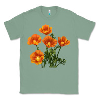 Sage California Poppy Flower Classic Tee - RanaPortraitStore
