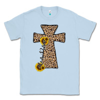 Dusty Blue he is risen leopard cross Classic Tee - JahusDesignShop