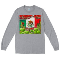 Heather Grey Mexican Flag Long Sleeve Tee - texasbilliewilder
