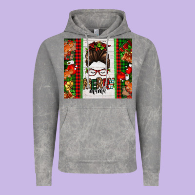 Christmas Merry Mama Messy Bun Vintage Hoodie Designed By Jasminsmagicworld