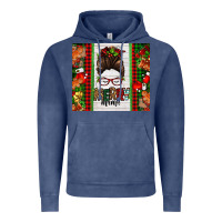 Vintage Denim Christmas merry mama messy bun Vintage Hoodie - Jasminsmagicworld