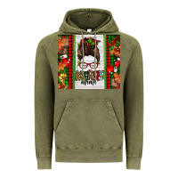 Vintage Olive Christmas merry mama messy bun Vintage Hoodie - Jasminsmagicworld