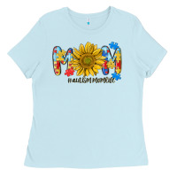 Baby Blue autism mom life sunflower Ladies Tee - MaliasSmallBusiness