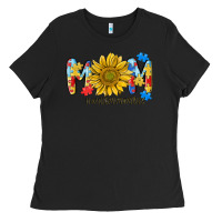 Black autism mom life sunflower Ladies Tee - MaliasSmallBusiness