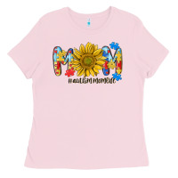 Bubblegum Pink autism mom life sunflower Ladies Tee - MaliasSmallBusiness