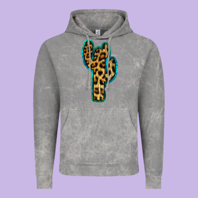 Turquoise Leopard Cactus Vintage Hoodie Designed By Ranaportraitstore