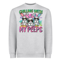 Heather Grey chilling with my peeps easter bunnies cowgirl cowg Heavyweight Sweatshirt - CowGirlArtShop