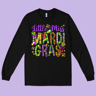 Little Miss Mardi Gras Long Sleeve Tee Designed By Nancycooperartshop