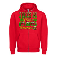 Red St. Patrick's Irish today hungover tomorrow Zipper Hoodie - OliviaCreatesArt