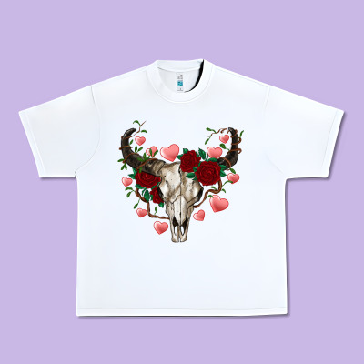 Valentines Bull Skull Urban Heavy Tee Designed By Ranaportraitstore