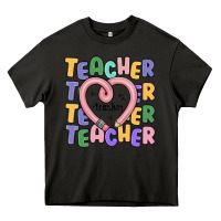 Asphalt teacher and pencil heart Heavy Core Tee - MaliasSmallBusiness