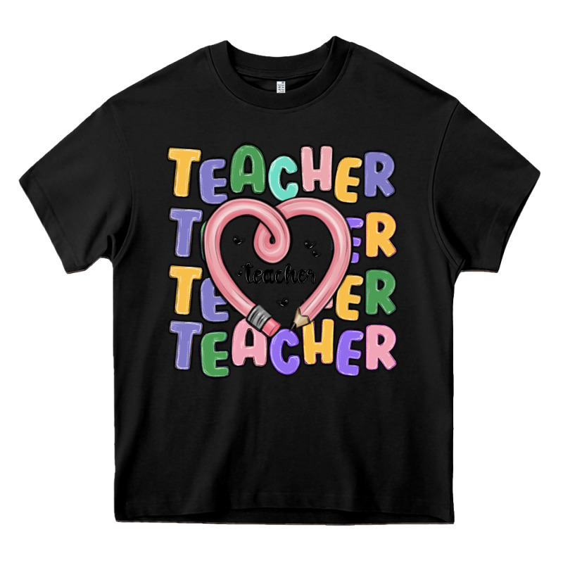 Teacher And Pencil Heart Heavy Core Tee by MaliasSmallBusiness | Teevron