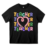 Black teacher and pencil heart Heavy Core Tee - MaliasSmallBusiness