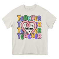 Cream teacher and pencil heart Heavy Core Tee - MaliasSmallBusiness