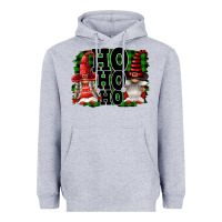 Heather Grey Ho Ho Ho Christmas Gnomes Heavyweight Hoodie - FaDigitalArtStudio