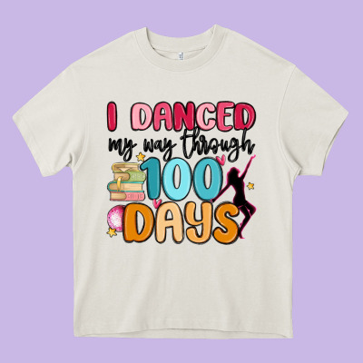 I Danced My Way Through 100 Days Heavy Core Tee Designed By Maliassmallbusiness