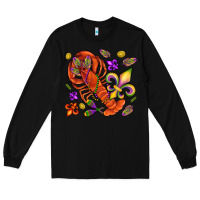 Black Crawfish and fleur de lis Long Sleeve Tee - NancyCooperArtShop