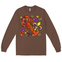 Chestnut Crawfish and fleur de lis Long Sleeve Tee - NancyCooperArtShop