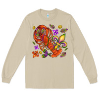 Mushroom Crawfish and fleur de lis Long Sleeve Tee - NancyCooperArtShop