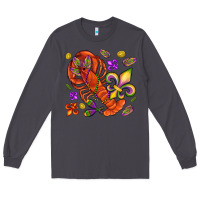 Smoke Crawfish and fleur de lis Long Sleeve Tee - NancyCooperArtShop