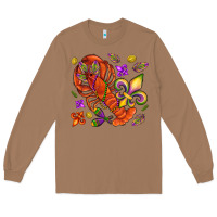Toasted Coconut Crawfish and fleur de lis Long Sleeve Tee - NancyCooperArtShop
