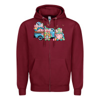 Burgundy Easter gnomes truck Zipper Hoodie - OliviaCreatesArt