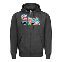 Charcoal Heather Easter gnomes truck Zipper Hoodie - OliviaCreatesArt