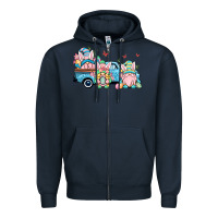 Navy Easter gnomes truck Zipper Hoodie - OliviaCreatesArt